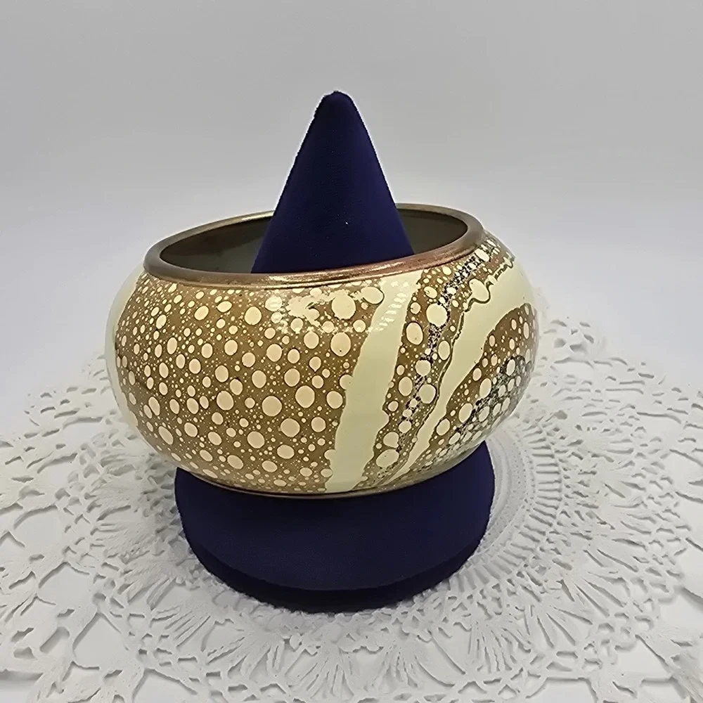 Chunky Brass Enamel Bangle Cuff Bracelet 8